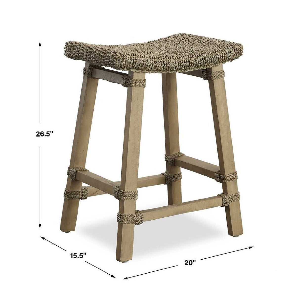 Mango Wood Counter Stool by Uttermost Everglade, alternate view 6