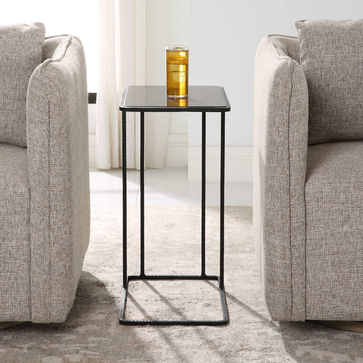Bluestone C-Shaped Accent Table by Uttermost Cavern, alternate view 8
