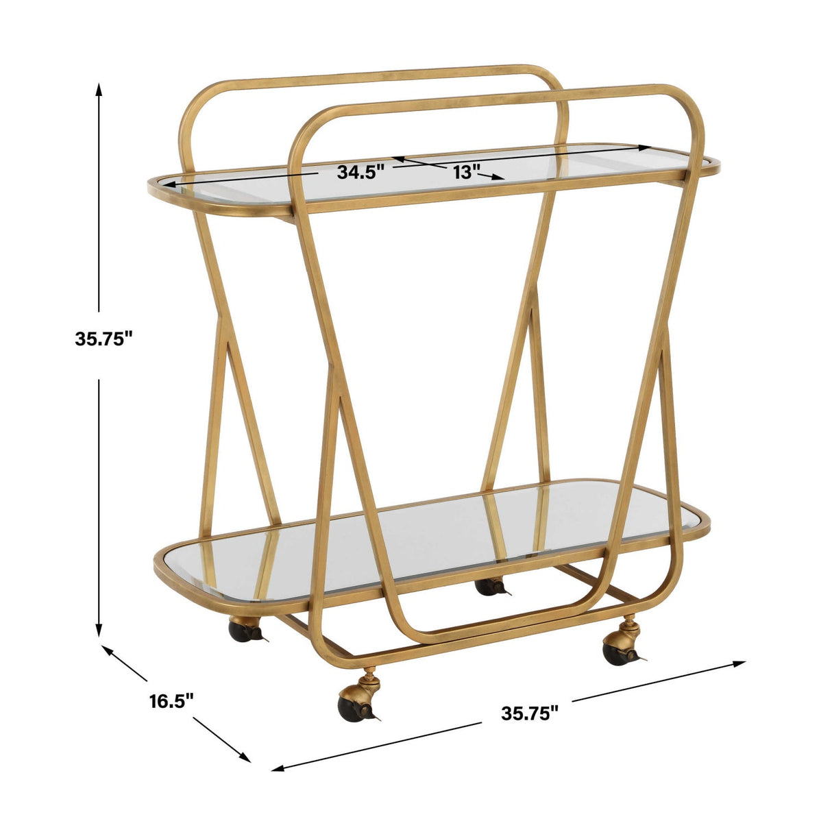 Modern European furniture - Antique Brass Serving Cart - www.oroa.com