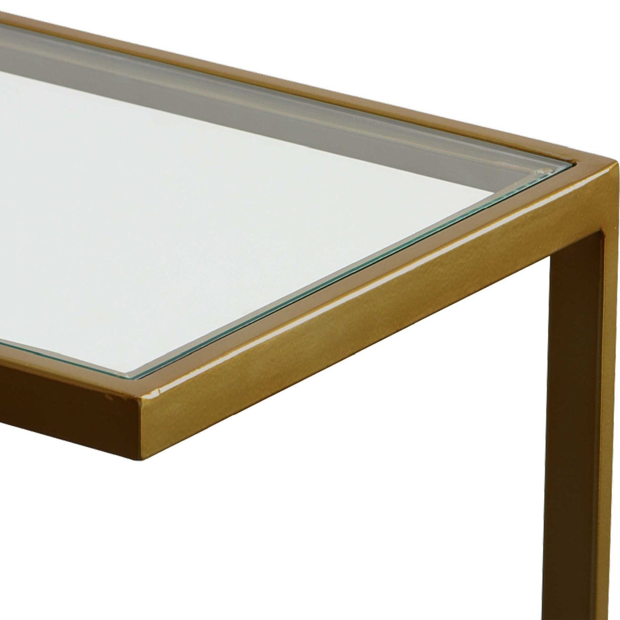Modern European furniture - Brass Framed Glass Accent Table - www.oroa.com