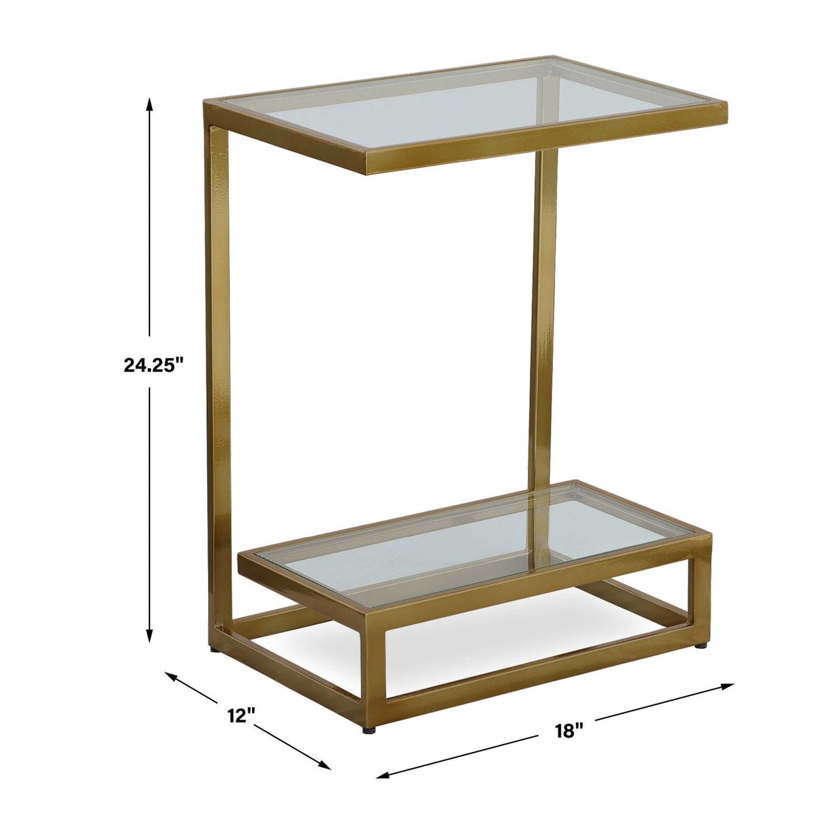 Modern European furniture - Brass Framed Glass Accent Table - www.oroa.com