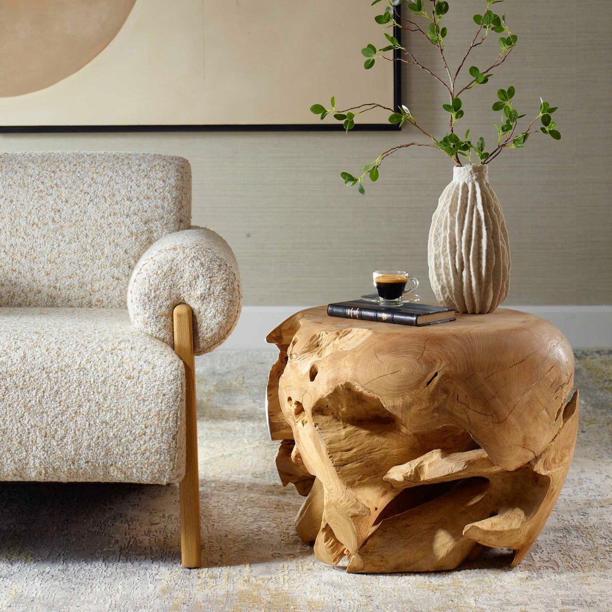 Organic Bleached Teak Side Table by Uttermost Sola, alternate view 10