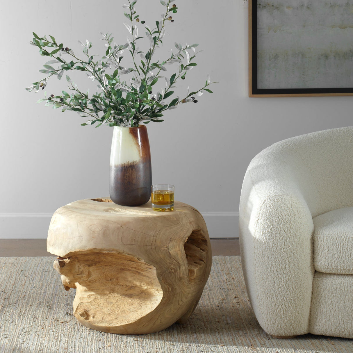 Organic Bleached Teak Side Table by Uttermost Sola, alternate view 11