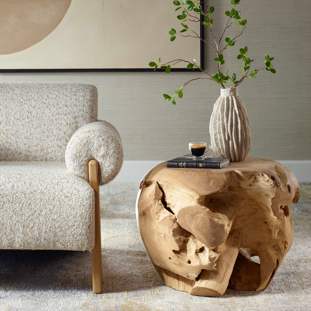 Organic Bleached Teak Side Table by Uttermost Sola, alternate view 2