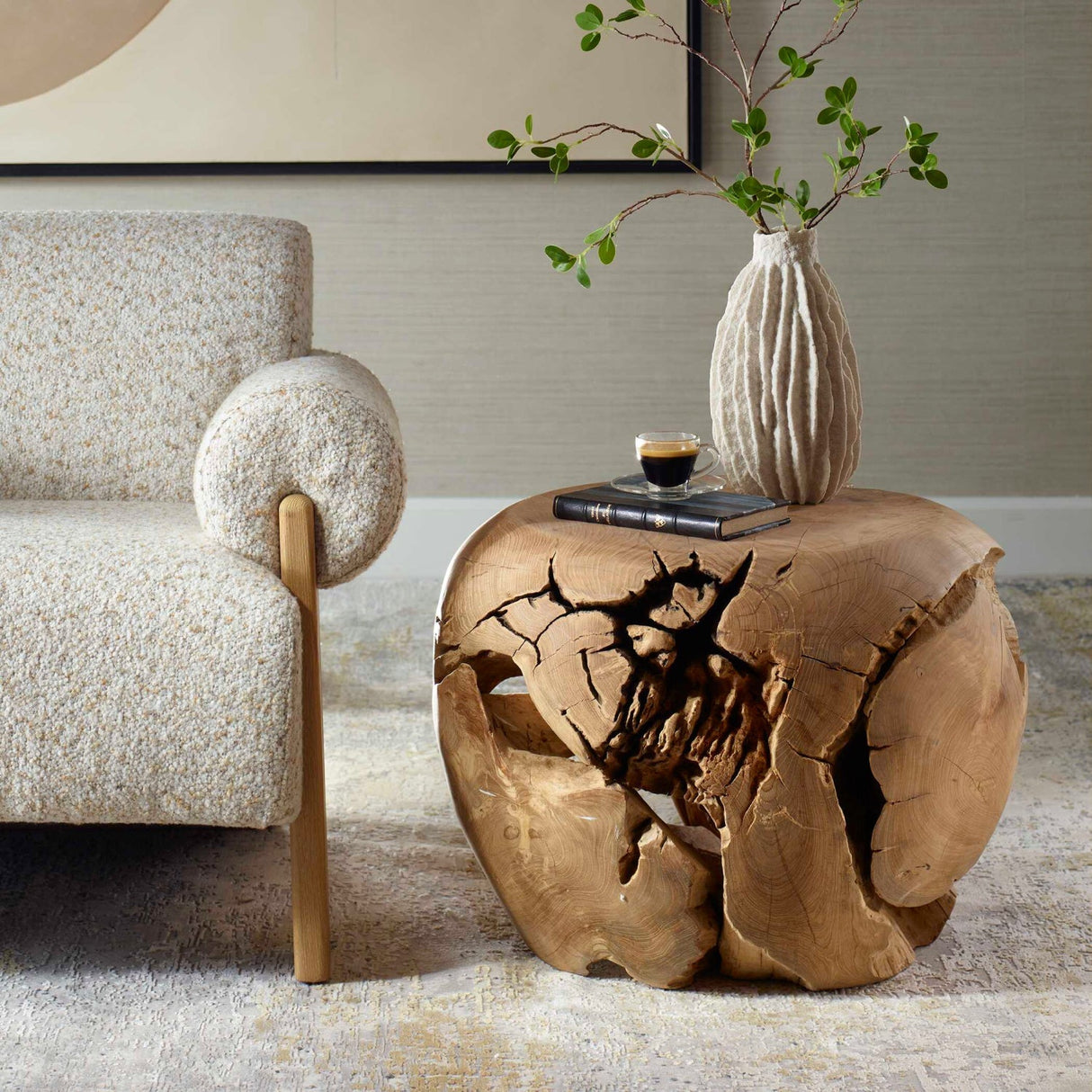 Organic Bleached Teak Side Table by Uttermost Sola, alternate view 9