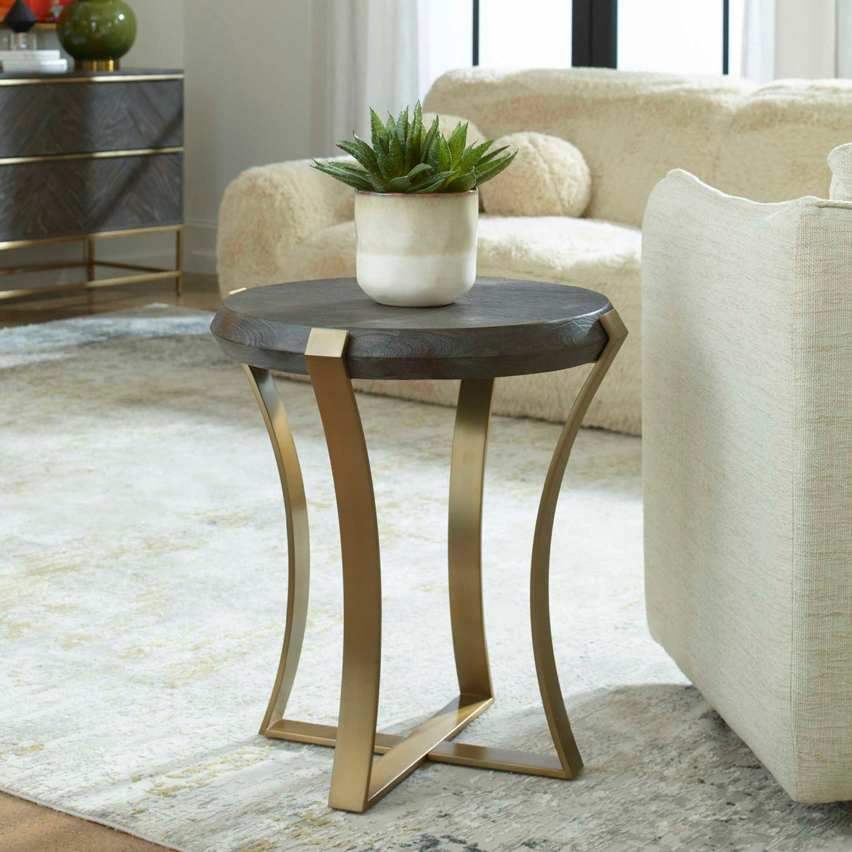 Modern European furniture - Dark Acacia Veneer Side Table - www.oroa.com