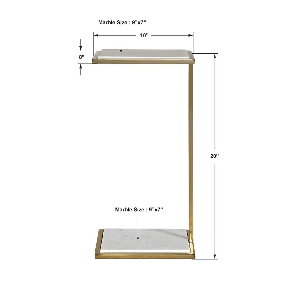 White Marble C-Shaped Drink Table by Uttermost Elevate, alternate view 7