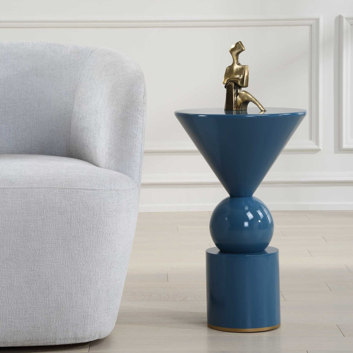 Modern European furniture - Blue Geometrical Accent Table - www.oroa.com