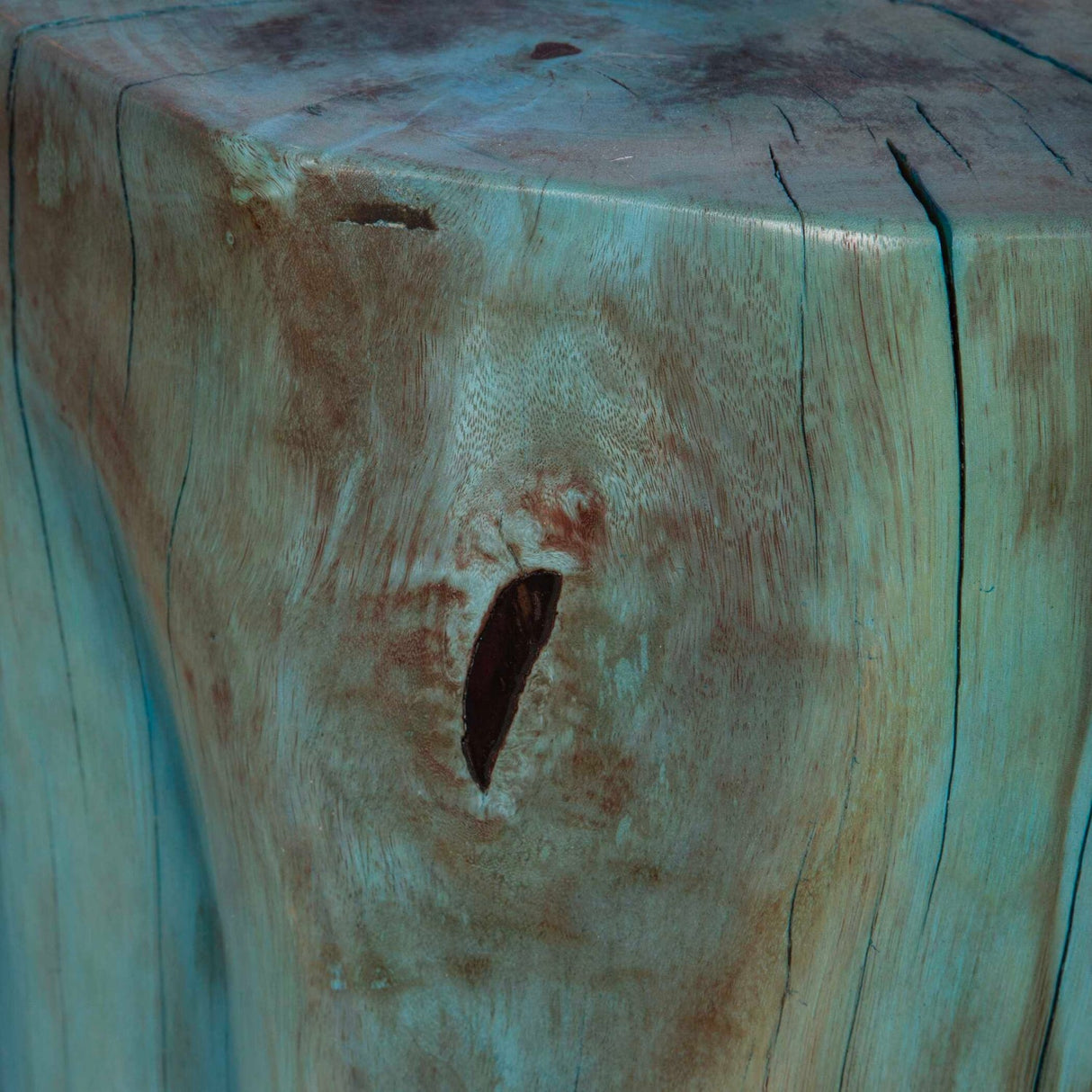 Modern European furniture - Blue-Green Tamarind Wood Accent Stool - www.oroa.com