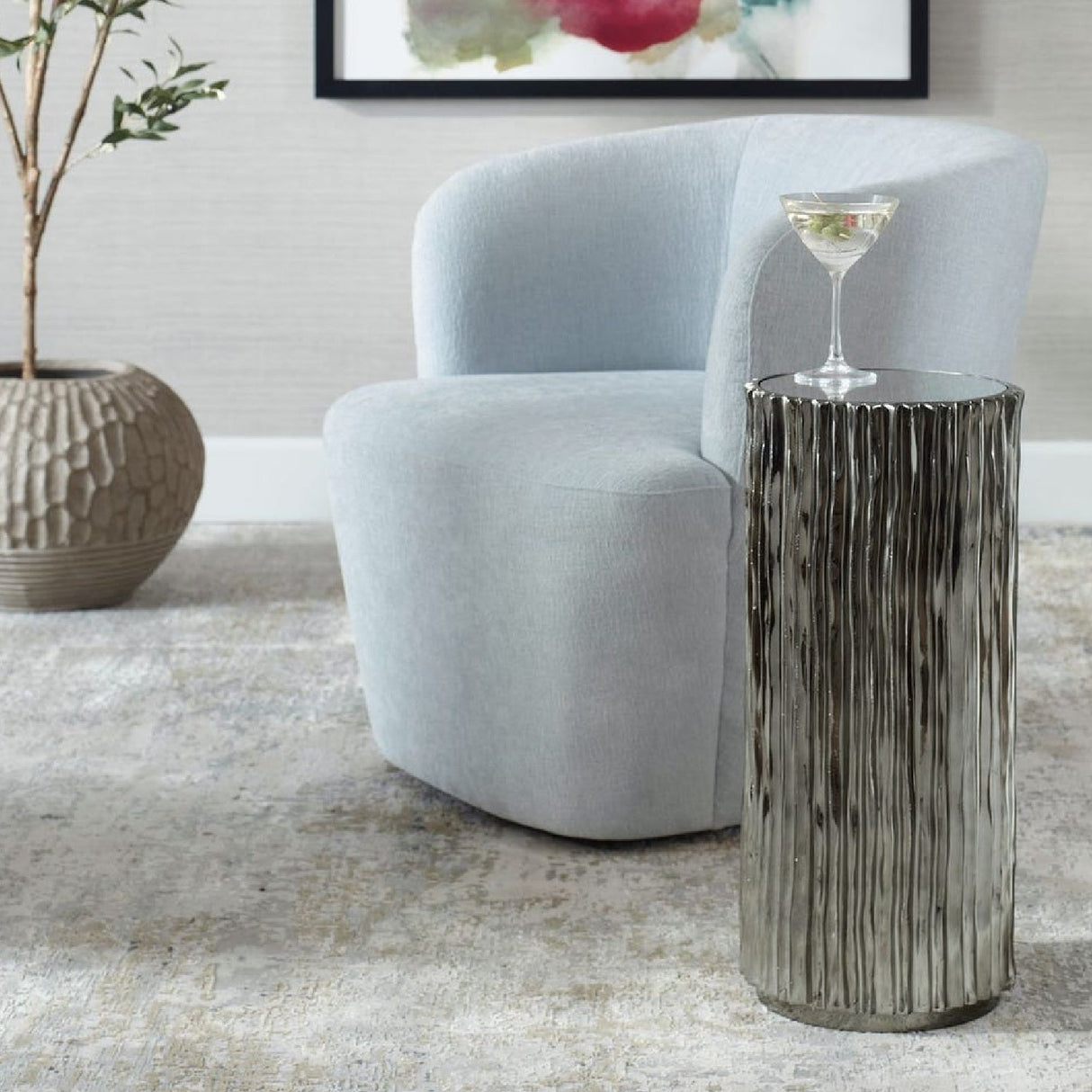 Modern European furniture - Textured Cylindrical Drink Table - www.oroa.com