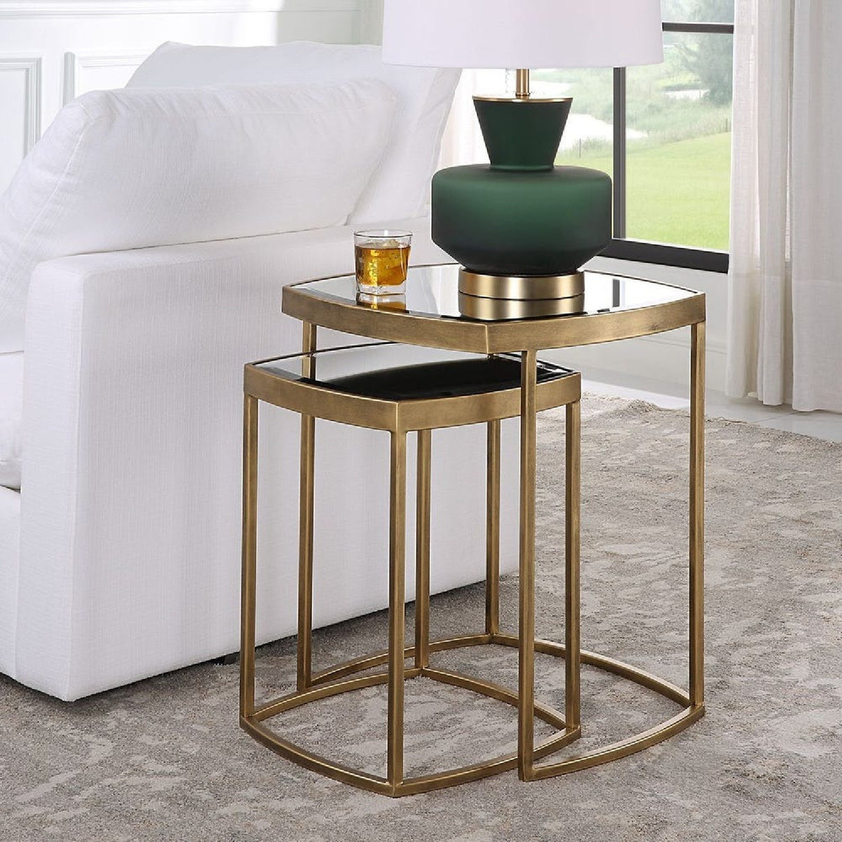 Beveled Mirror Nesting Side Tables (2) by Uttermost Vista, alternate view 2