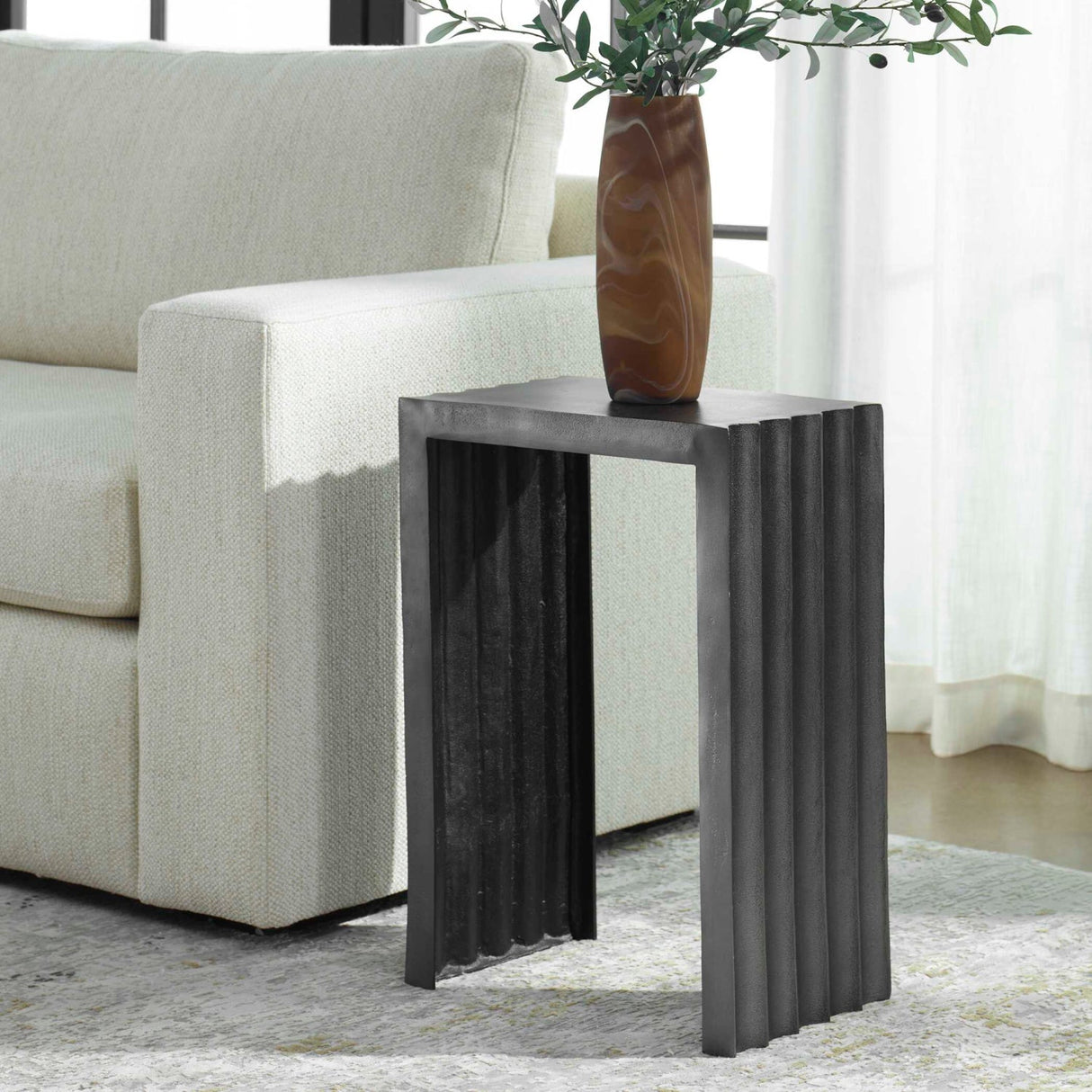 Modern European furniture - Antique Nickel Indoor/Outdoor Accent Table - www.oroa.com