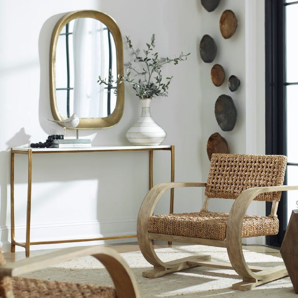 Modern European furniture - Gold Framed Marble Console Table - www.oroa.com