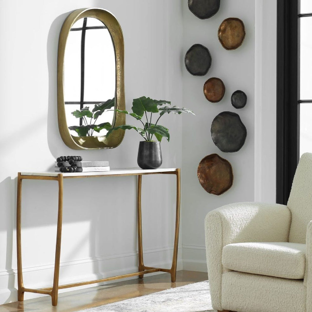 Modern European furniture - Gold Framed Marble Console Table - www.oroa.com