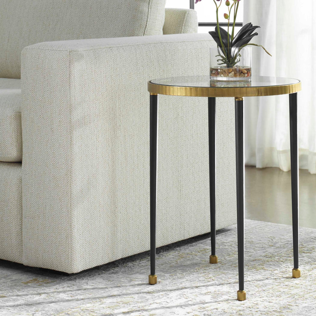 Gold Rimmed Glass Side Table by Uttermost Stiletto, alternate view 2