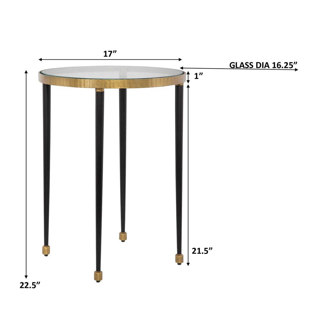 Gold Rimmed Glass Side Table by Uttermost Stiletto, alternate view 5