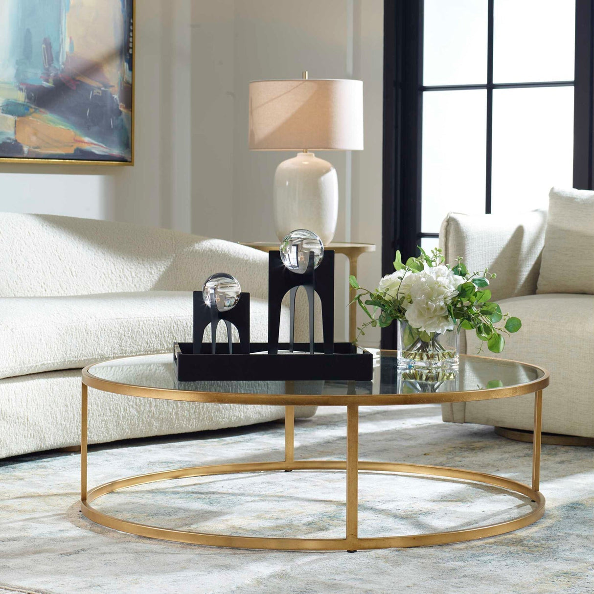 Gold Framed Glass Coffee Table by Uttermost Radius, alternate view 7