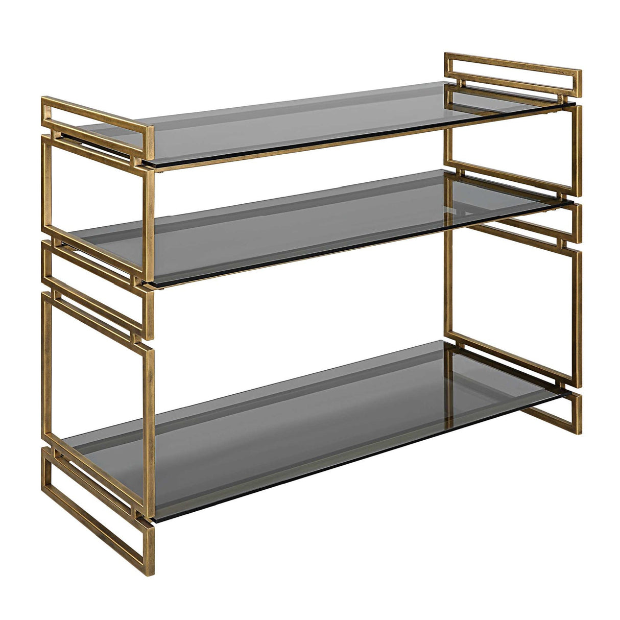 Modern European furniture - Gray Glass 3-Tier Console Table - www.oroa.com