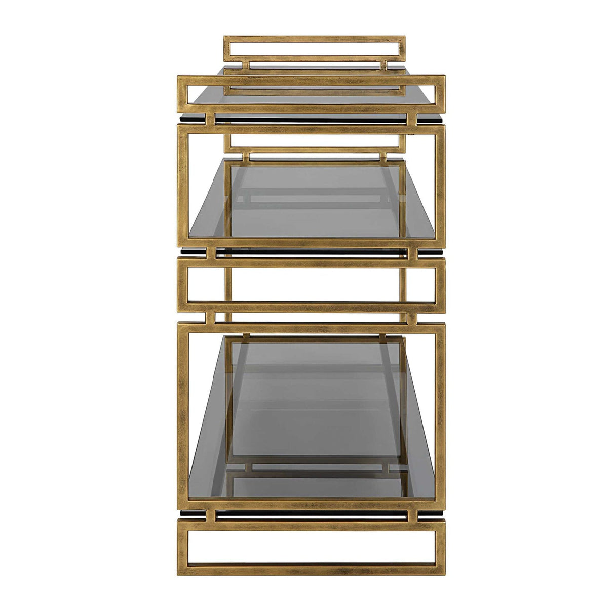 Modern European furniture - Gray Glass 3-Tier Console Table - www.oroa.com