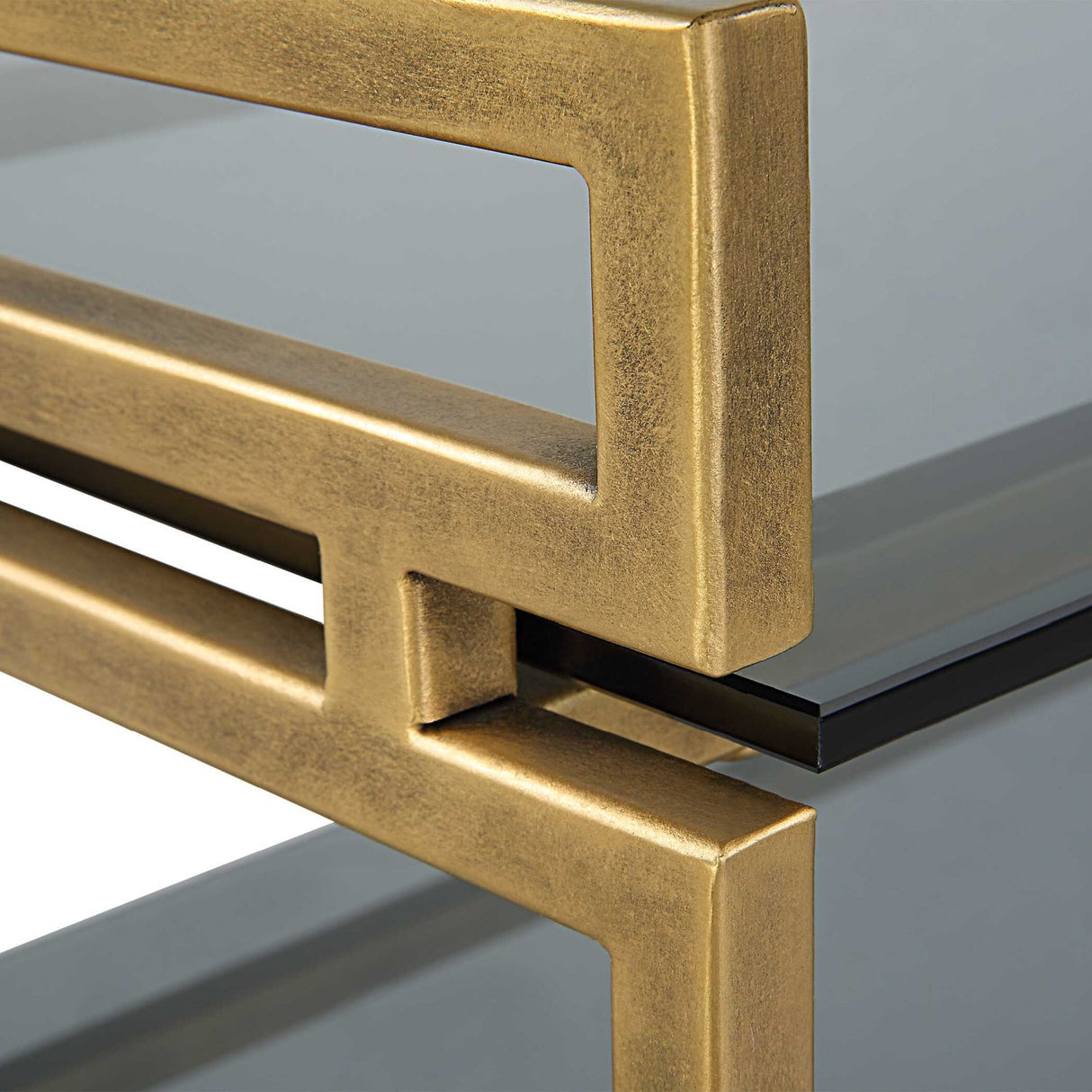 Modern European furniture - Gray Glass 3-Tier Console Table - www.oroa.com