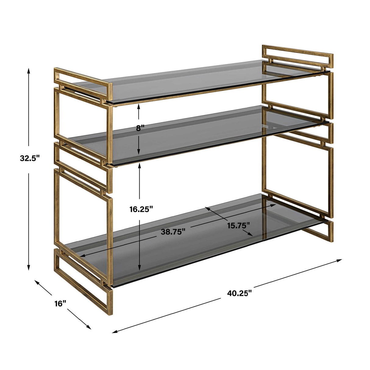 Modern European furniture - Gray Glass 3-Tier Console Table - www.oroa.com