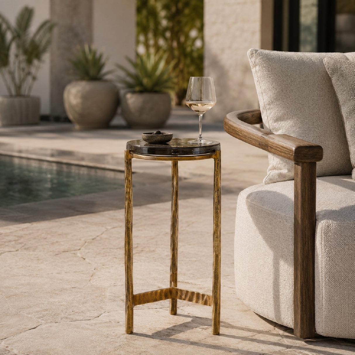 Modern European furniture - Round Glass Indoor/Outdoor Accent Table - www.oroa.com