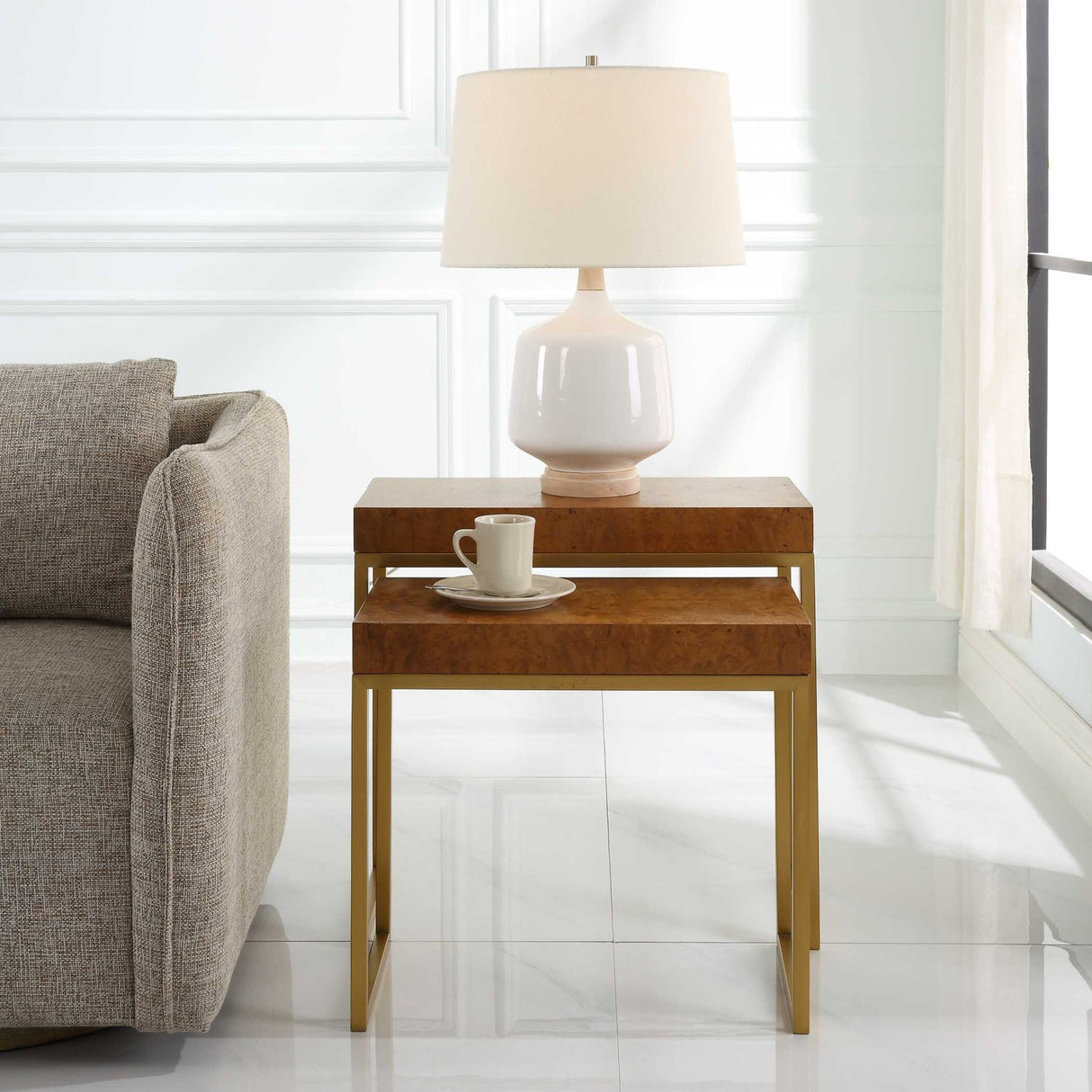 Modern European furniture - Mappa Burl Nesting Tables (2) - www.oroa.com