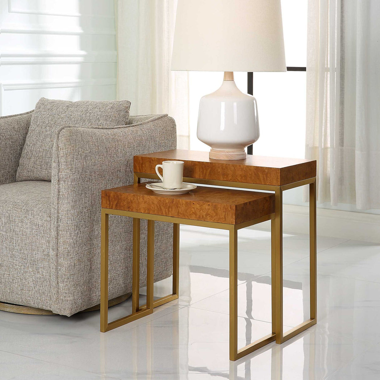 Modern European furniture - Mappa Burl Nesting Tables (2) - www.oroa.com