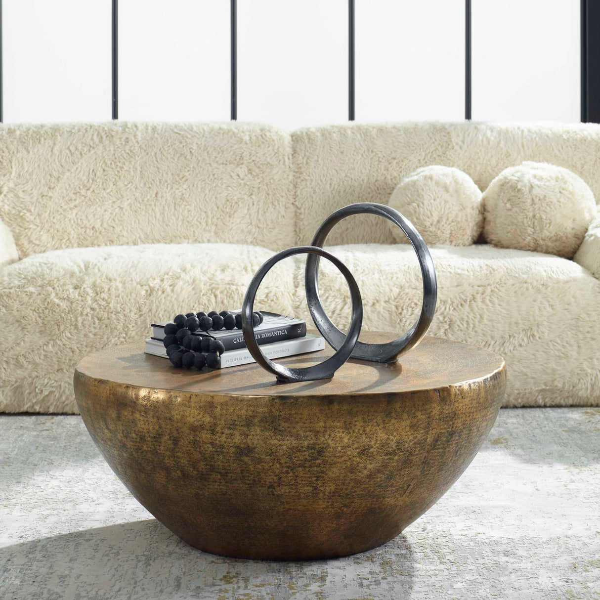 Antique Gold Round Coffee Table by Uttermost Gilded Dome, alternate view 4