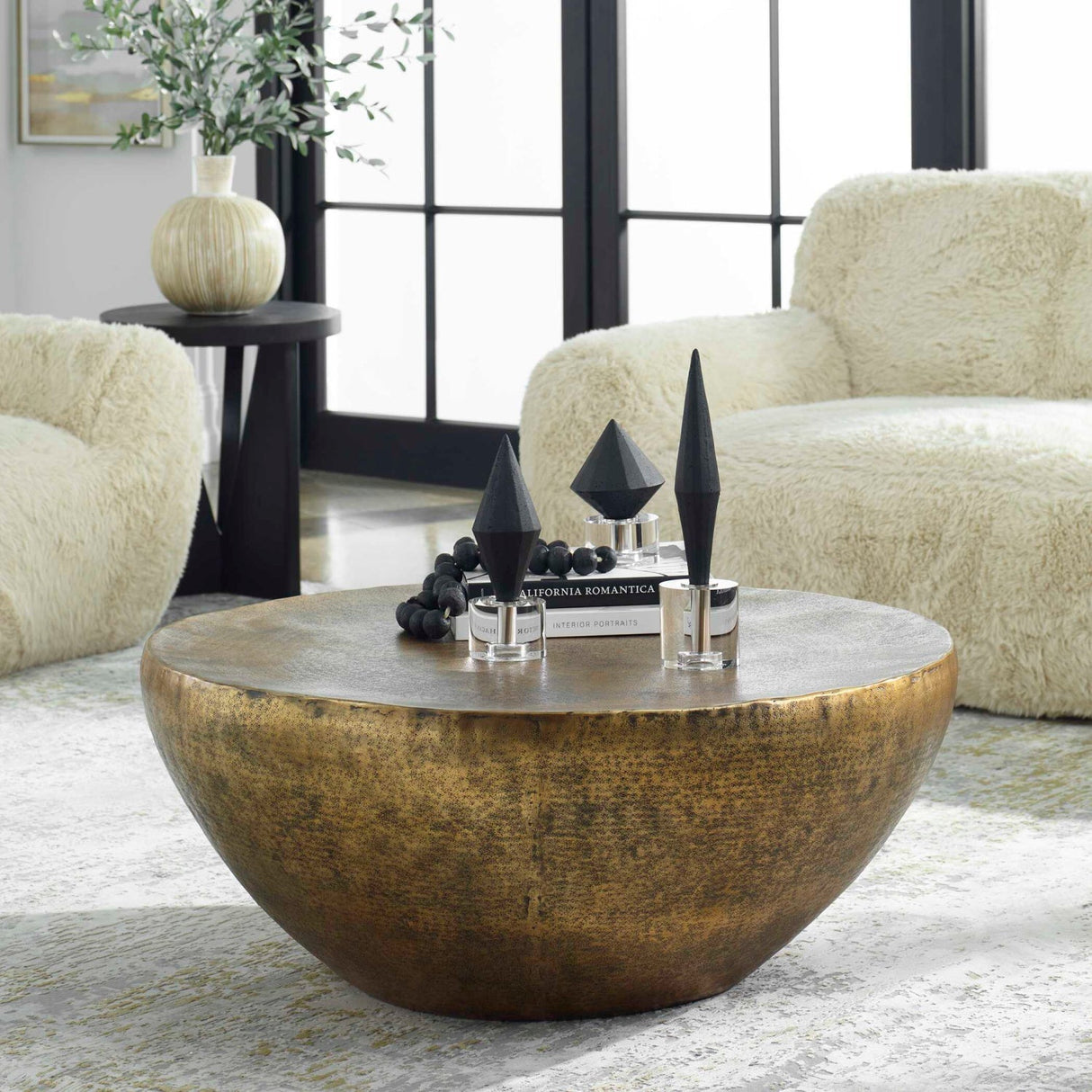 Antique Gold Round Coffee Table by Uttermost Gilded Dome, alternate view 5