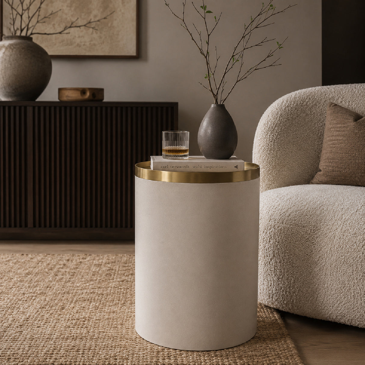 Modern European furniture - White Shagreen Look Accent Table - www.oroa.com
