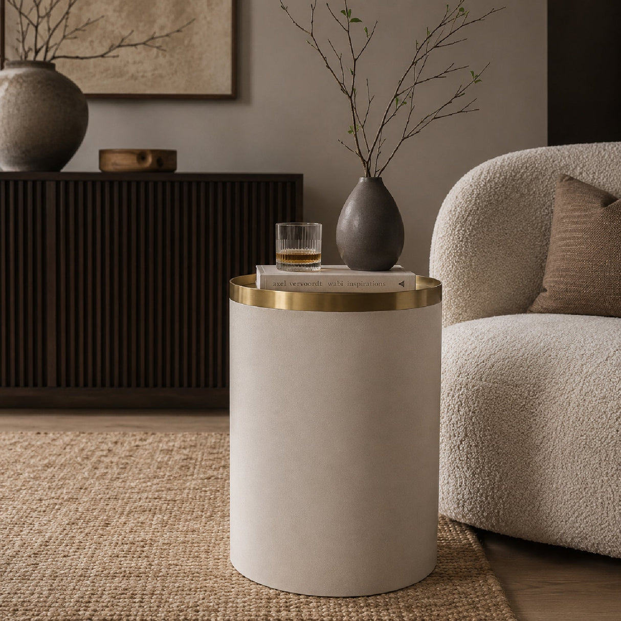 Modern European furniture - White Shagreen Look Accent Table - www.oroa.com