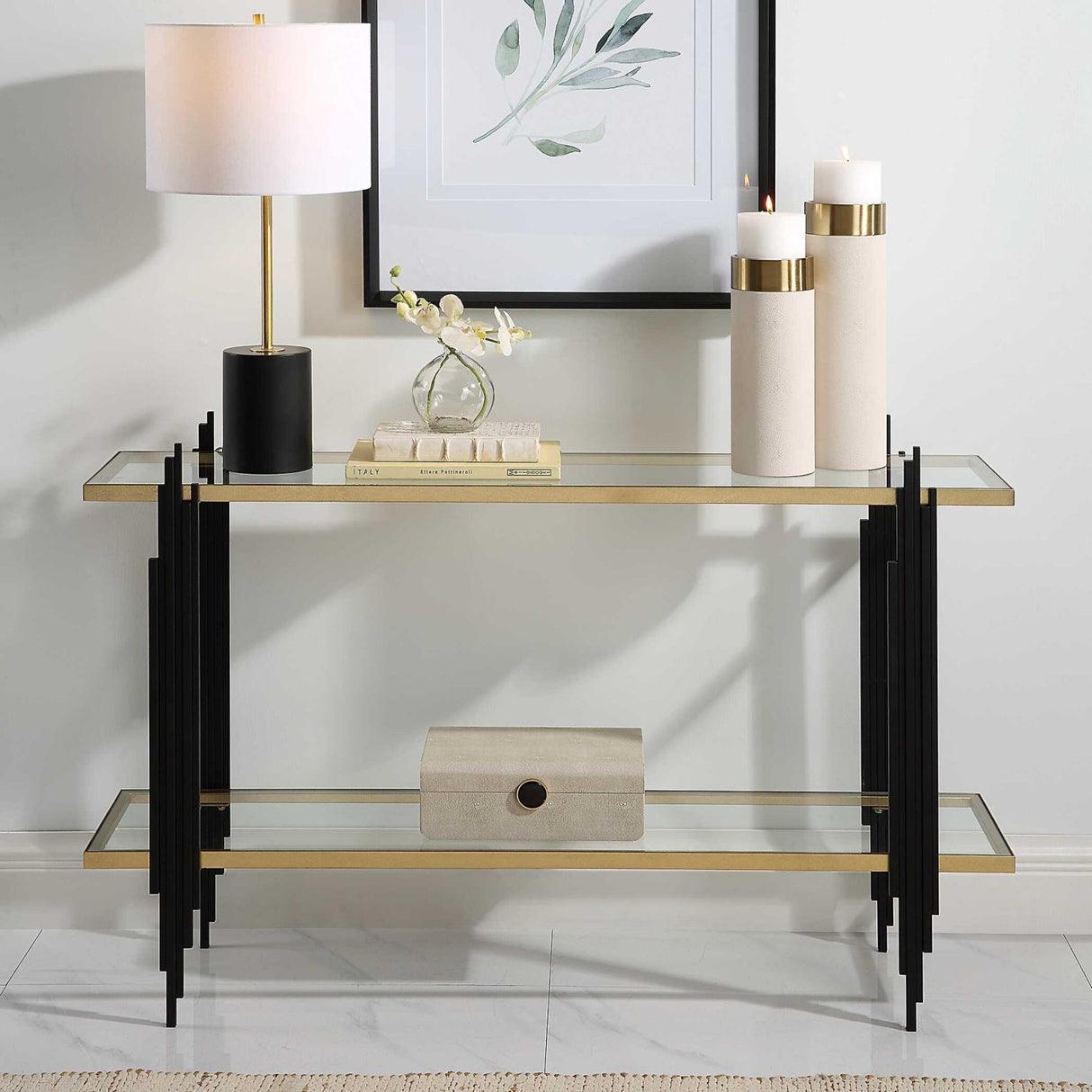 Modern European furniture - Tempered Glass 2-Layer Console Table - www.oroa.com