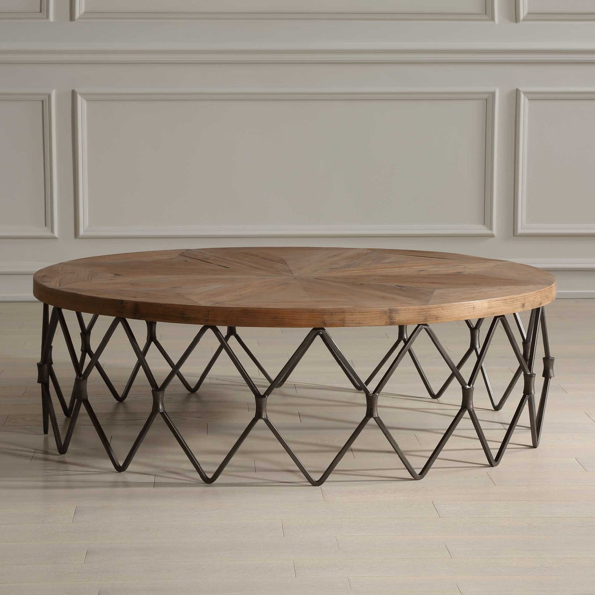 Modern European furniture - Wooden Parquet Round Coffee Table - www.oroa.com