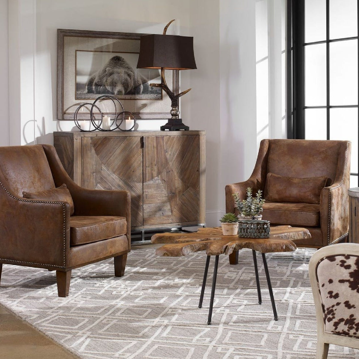 Brown Leather Armchair by Uttermost Clay, alternate view 10