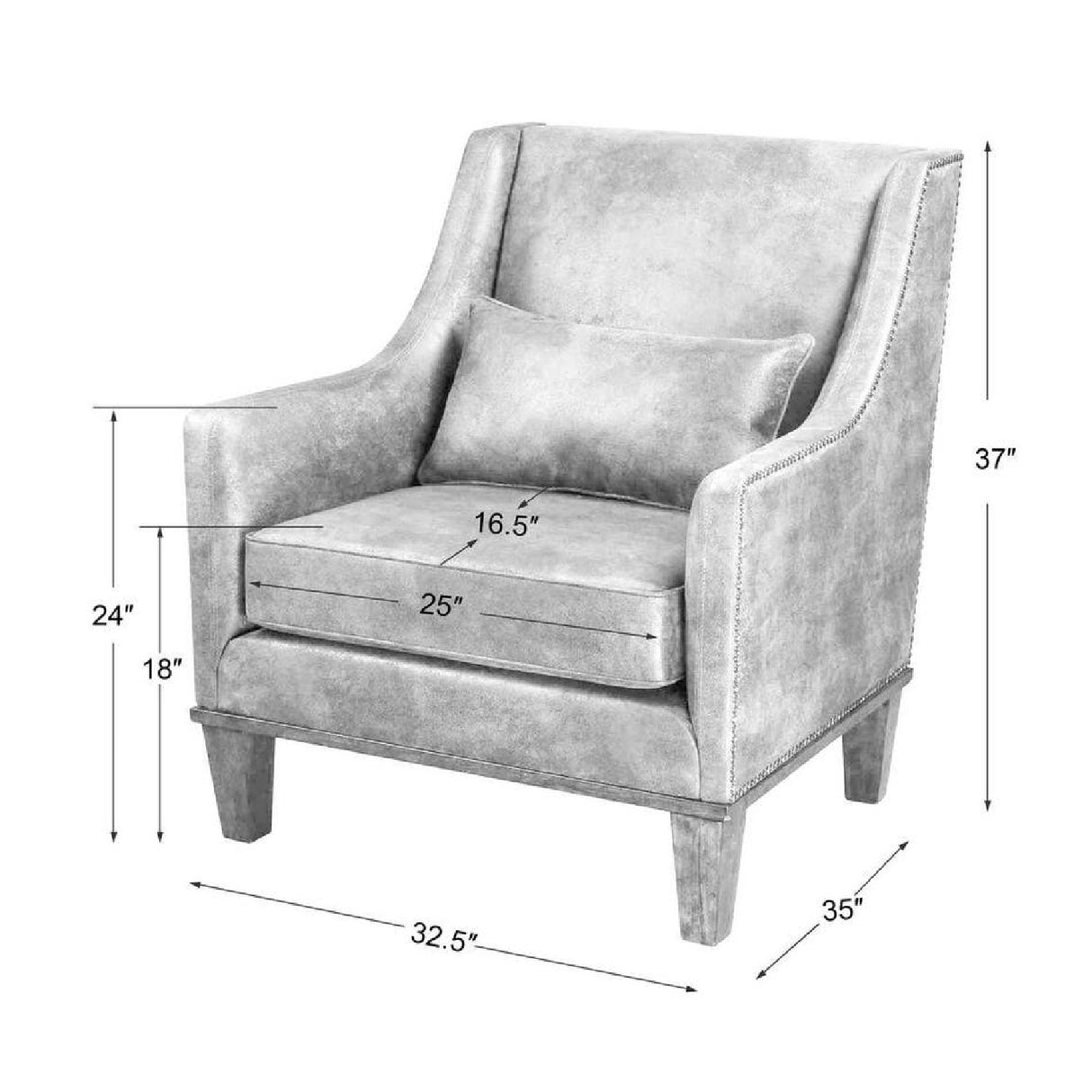 Brown Leather Armchair by Uttermost Clay, alternate view 11