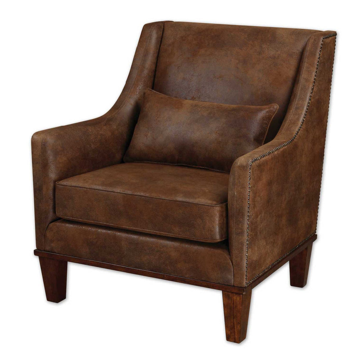 Brown Leather Armchair by Uttermost Clay, alternate view 3