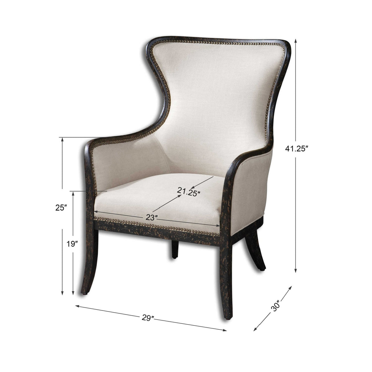 Nail Trimmed Wingback Accent Chair by Uttermost Sandy, alternate view 13