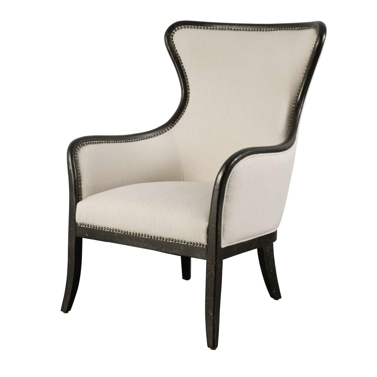 Nail Trimmed Wingback Accent Chair by Uttermost Sandy, alternate view 3
