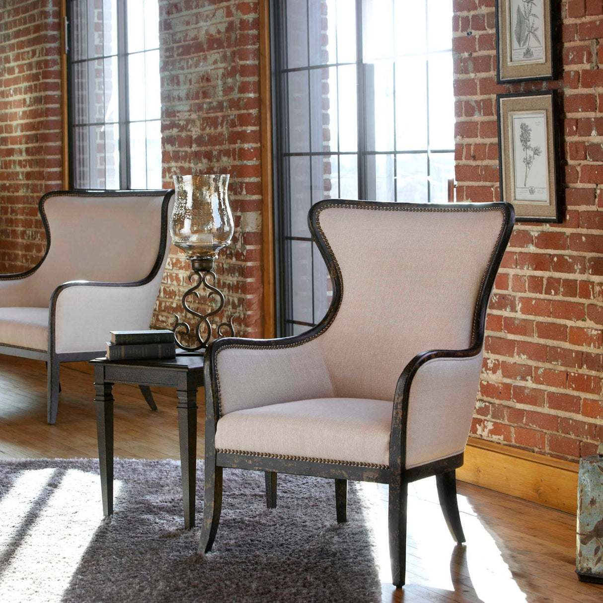 Nail Trimmed Wingback Accent Chair by Uttermost Sandy, alternate view 10