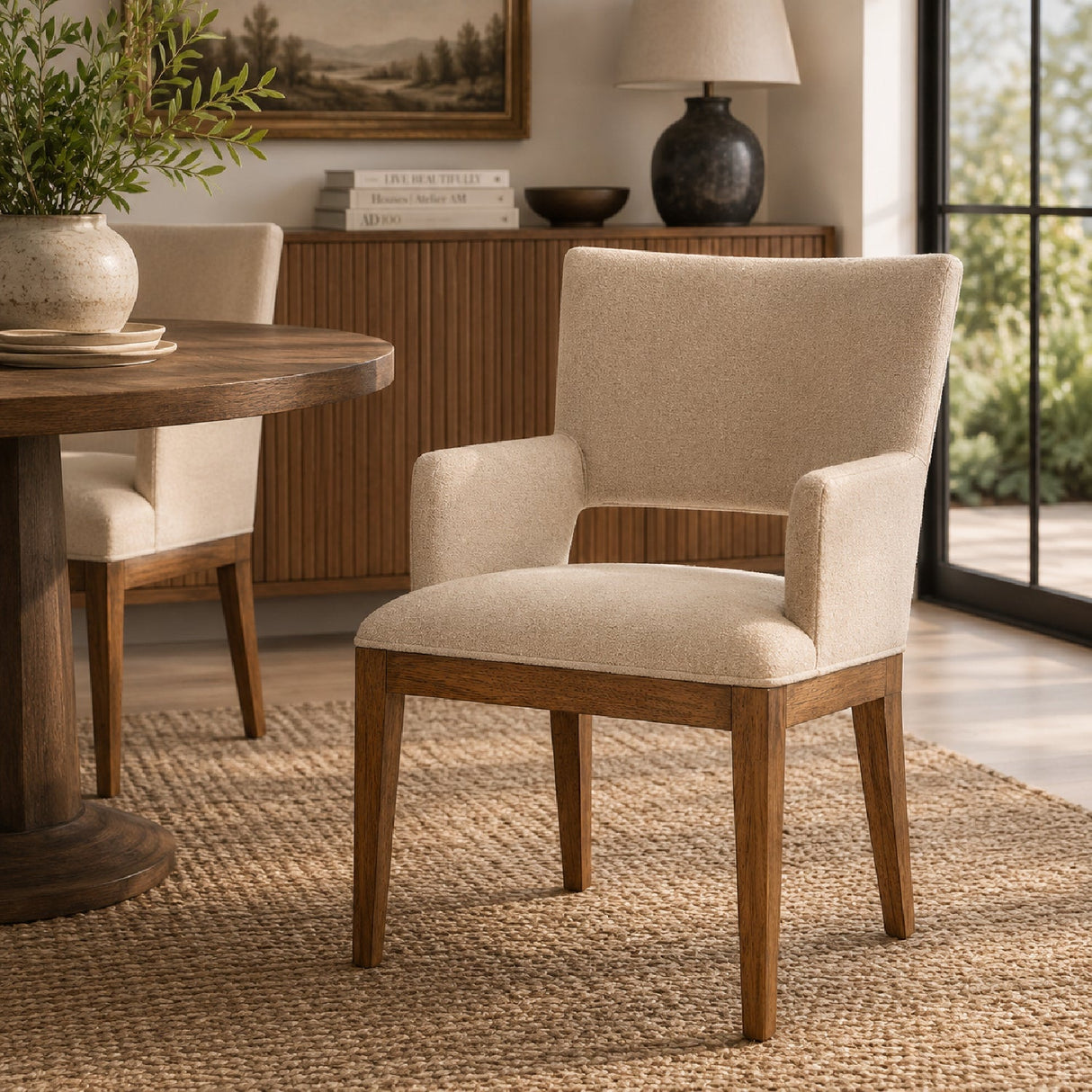 Cream Open-Back Dining Chair by Uttermost Aspect, alternate view 2