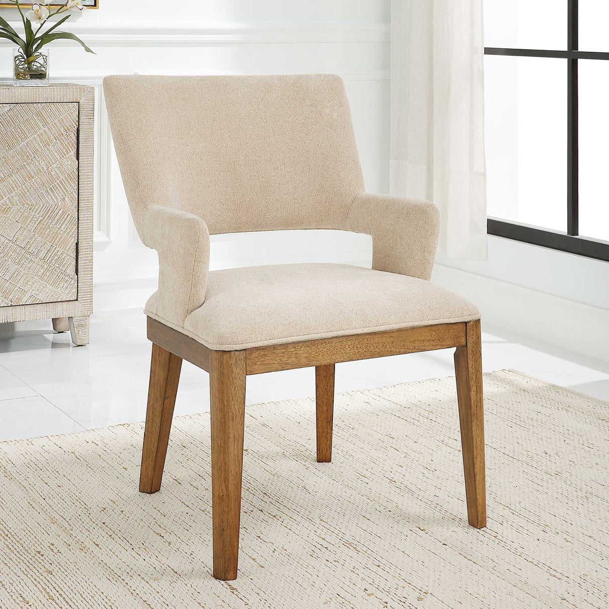 Cream Open-Back Dining Chair by Uttermost Aspect, alternate view 9