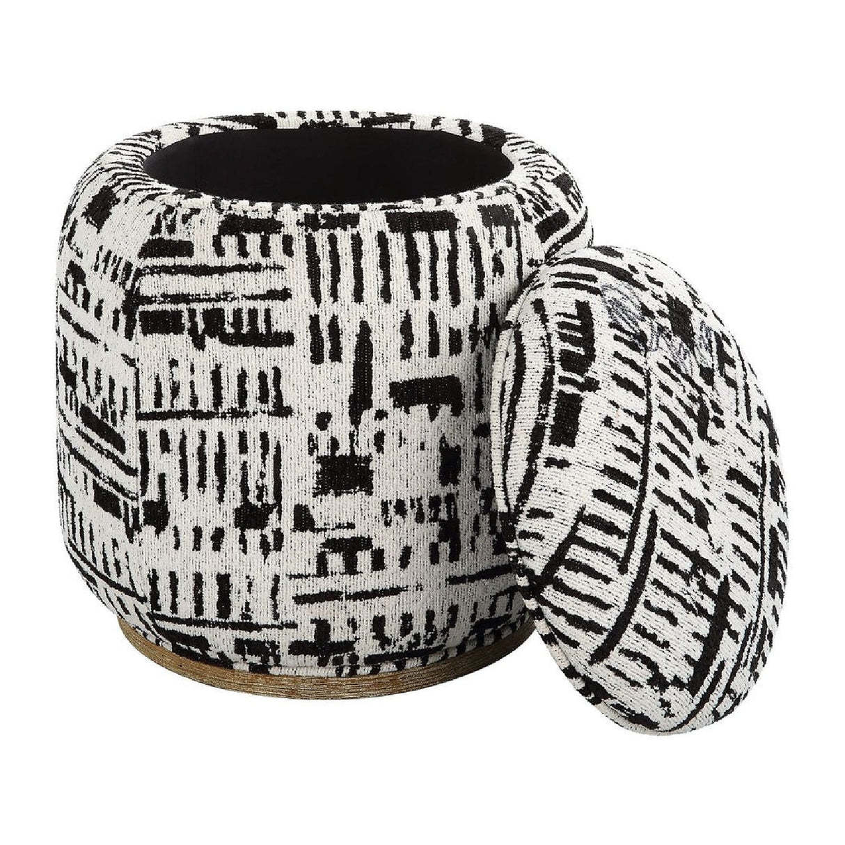 Black Patterned Storage Ottoman by Uttermost Dialogue, alternate view 3