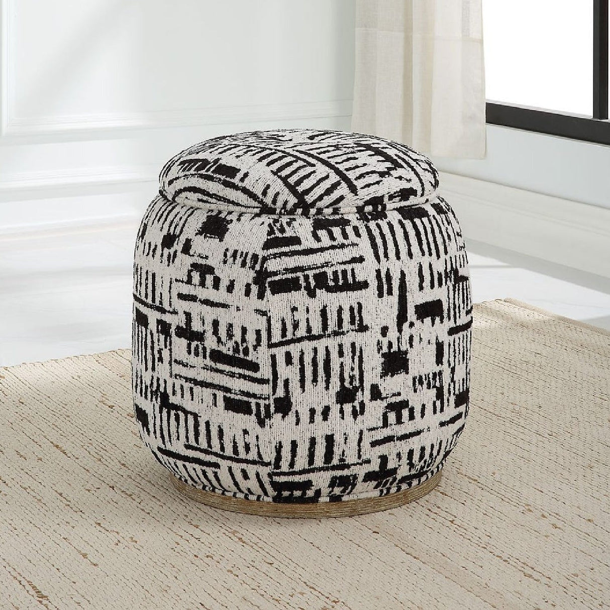 Black Patterned Storage Ottoman by Uttermost Dialogue, alternate view 7