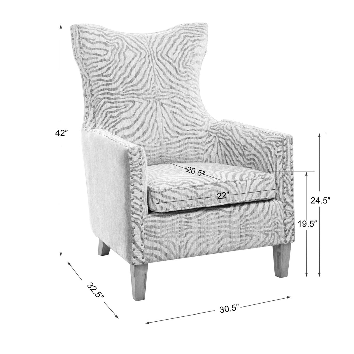 Wingback Beige Lounge Armchair by Uttermost Kiango, alternate view 8