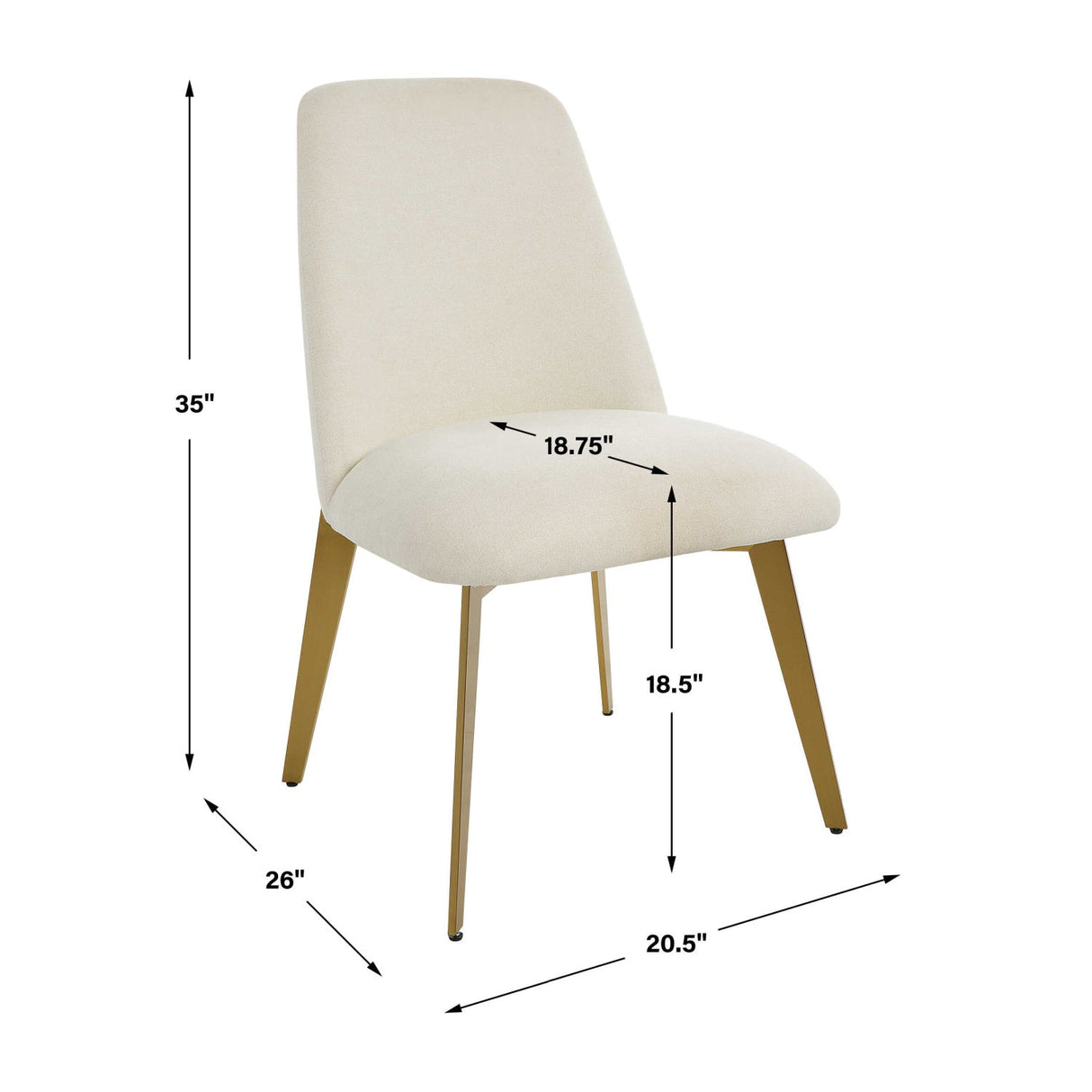 White Fabric Minimalist Dining Chair by Uttermost Vantage, alternate view 9