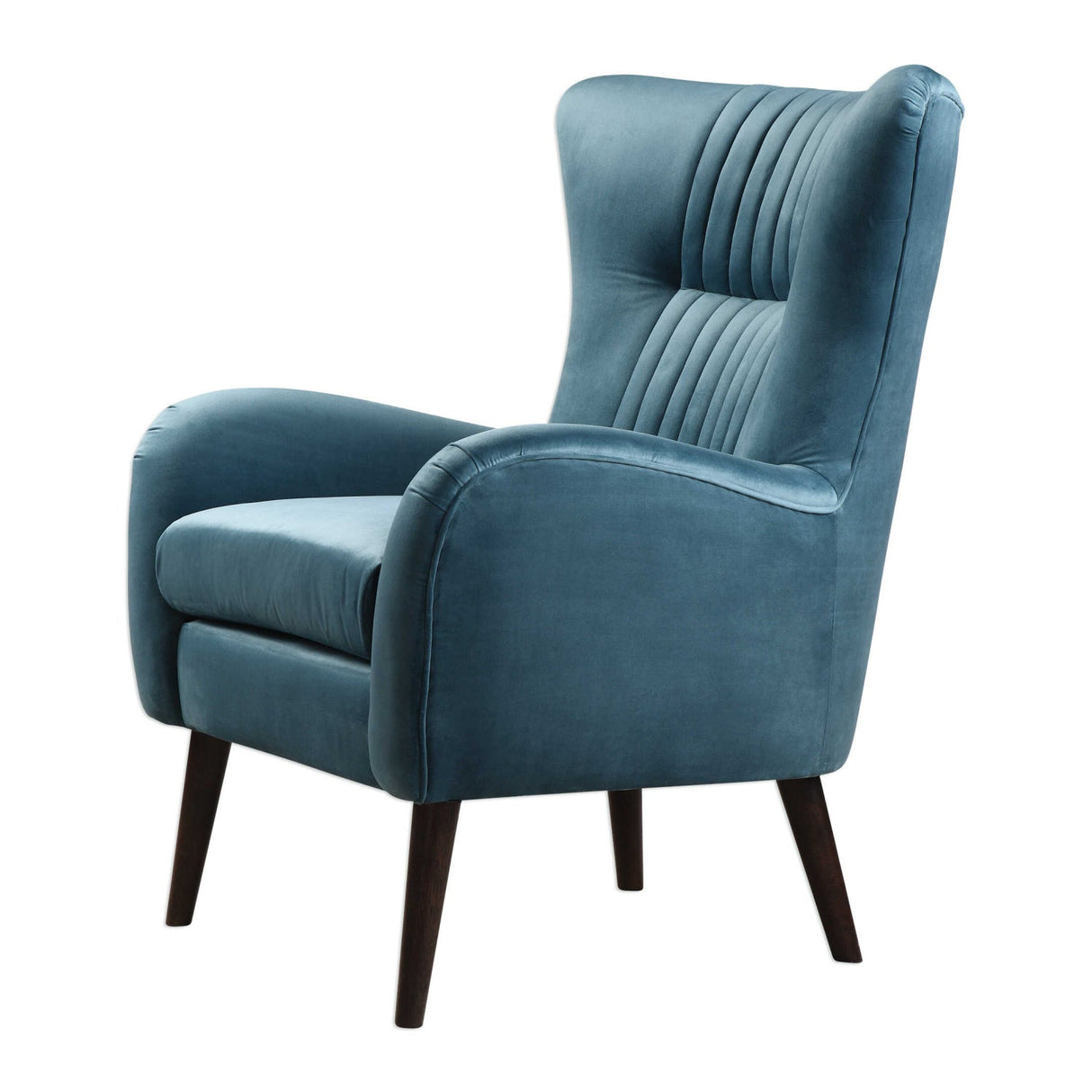 Blue Velvet Tufted Accent Chair by Uttermost Dax, alternate view 3