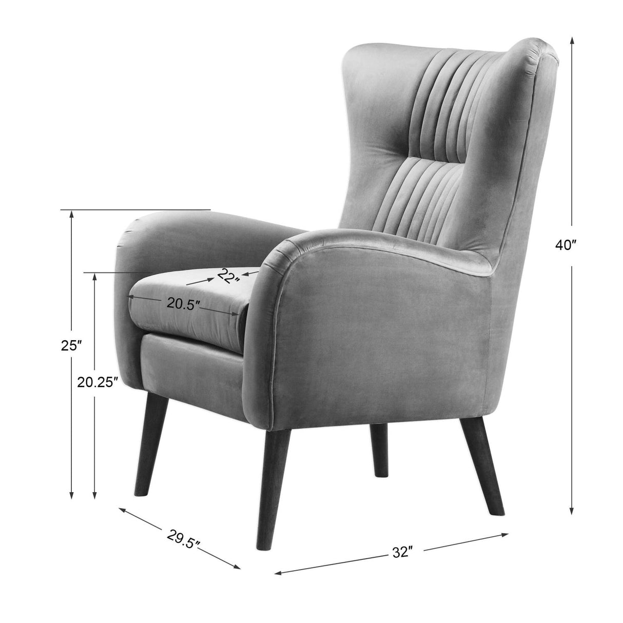 Blue Velvet Tufted Accent Chair by Uttermost Dax, alternate view 7