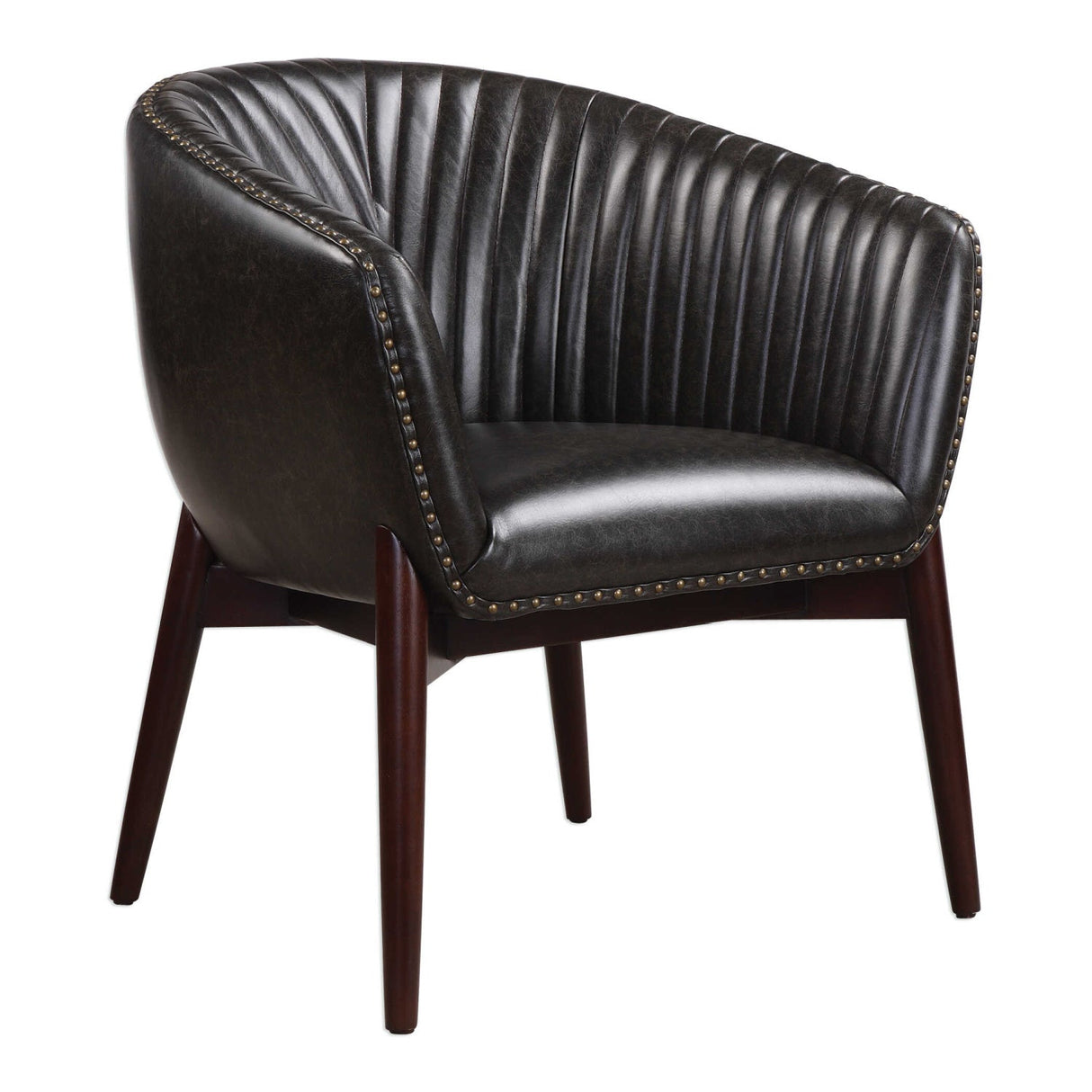 Modern European furniture - Black Leather-Look Accent Chair - www.oroa.com
