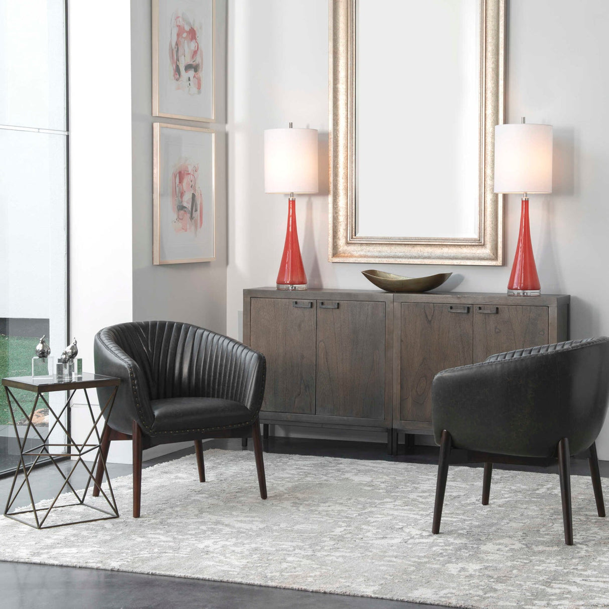 Modern European furniture - Black Leather-Look Accent Chair - www.oroa.com